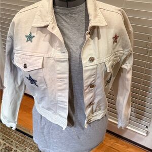 Custom White Denim Star Jacket